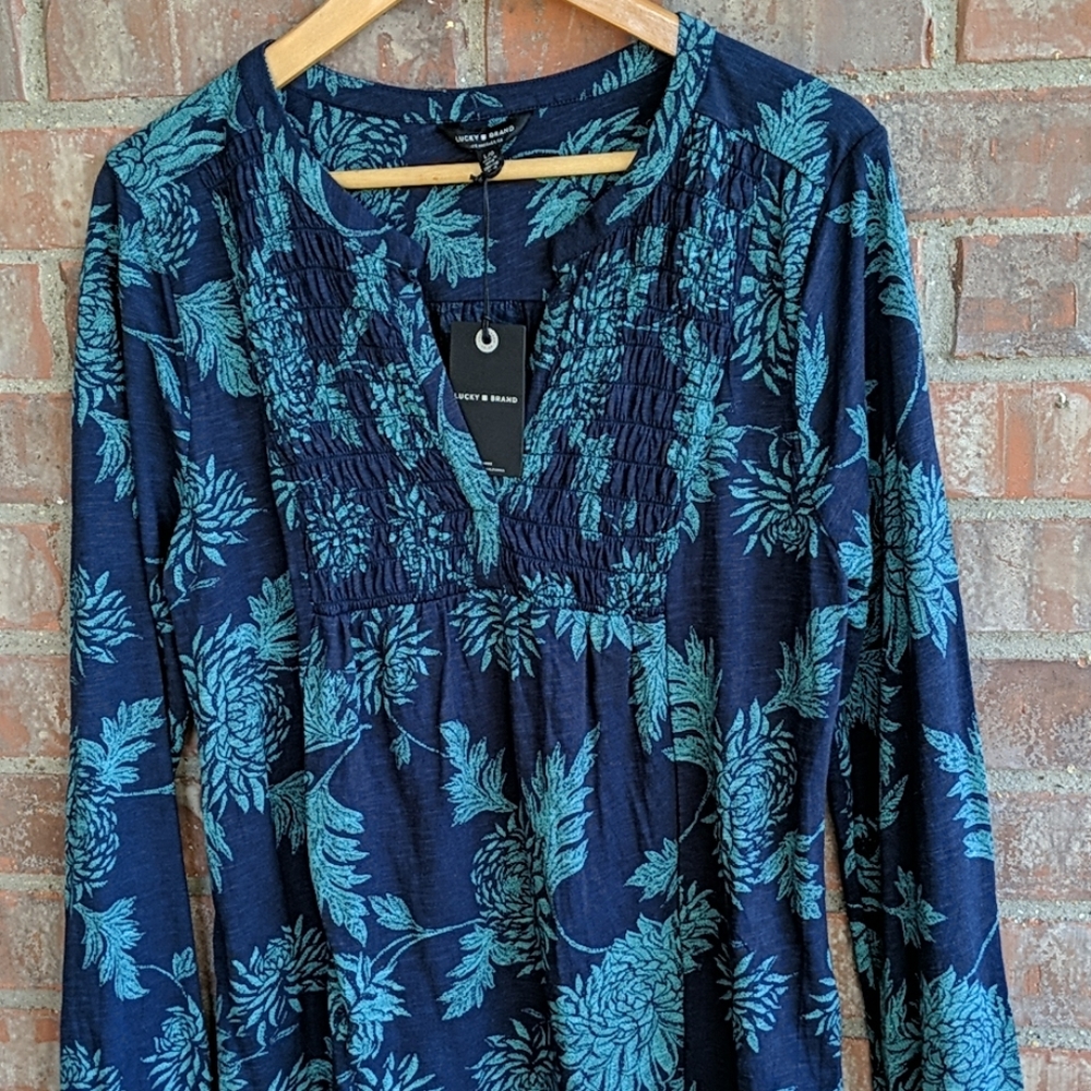 NWT Lucky Brand Long Sleeved Floral Boho Top